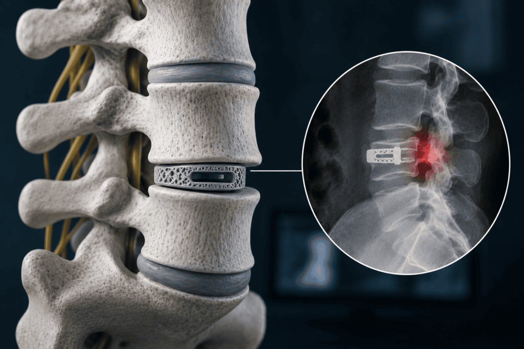 spine cage wrong position surgery