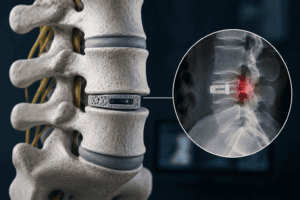 spine cage wrong position surgery
